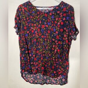 Liz Claiborne Black and Red Floral Blouse
